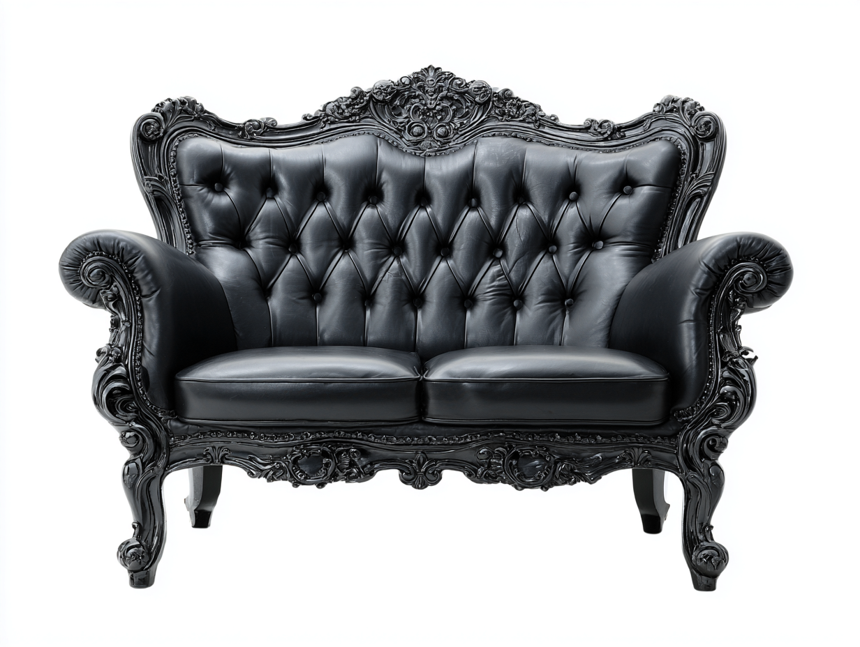 Zweisitzer Sofa Lederoptik schwarz 138x88x82 cm - schwarz - Chesterfield Design-Pineupio