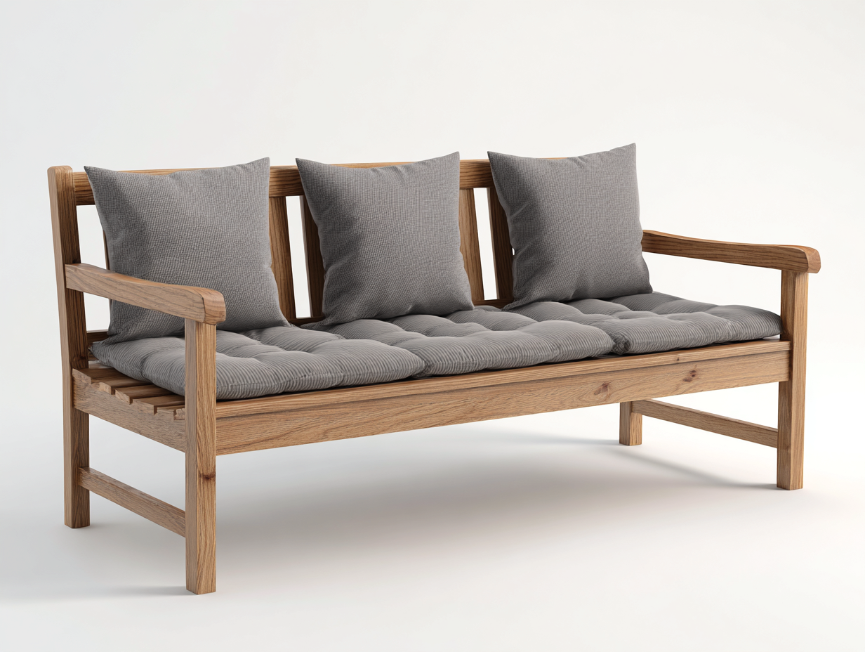 Gartenbank Holz Stoff 150x60x85 cm Natur - Modernes Design-Pineupio