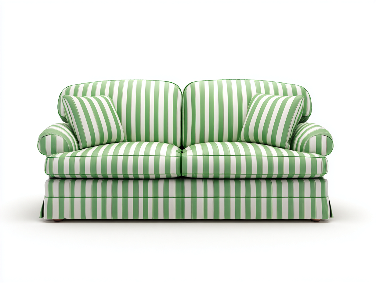 Zweisitzer Sofa Stoff gestreift grün 140x85x80 cm - grün-weiß - klassisches Design-Pineupio