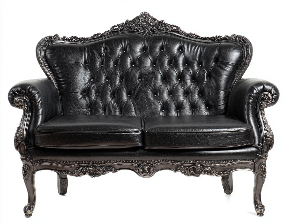 Zweisitzer Sofa Kunstleder 175x85x100 cm - Schwarz - Chesterfield Stil klassisches Design-Pineupio