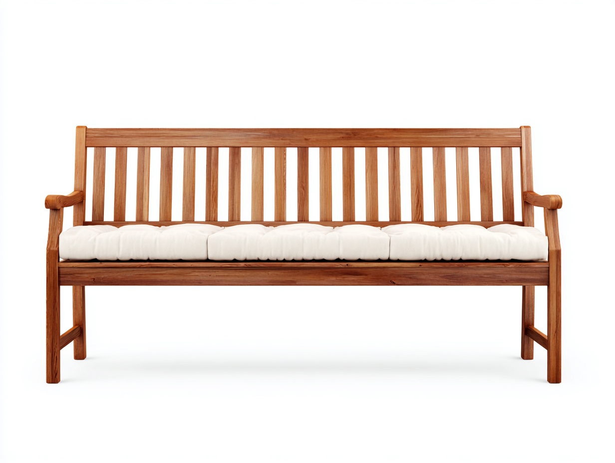 Gartenbank Massivholz mit Sitzkissen 150x60x85 cm - Braun-Beige - klassisches Design für Außenbereich-Pineupio