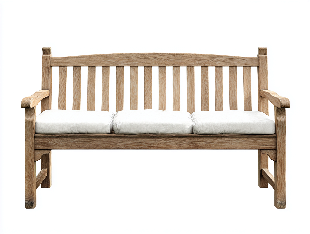 Gartenbank Massivholz 160x65x88 cm - Natur-Weiß - Klassischer Stil - geeignet für Garten-Pineupio