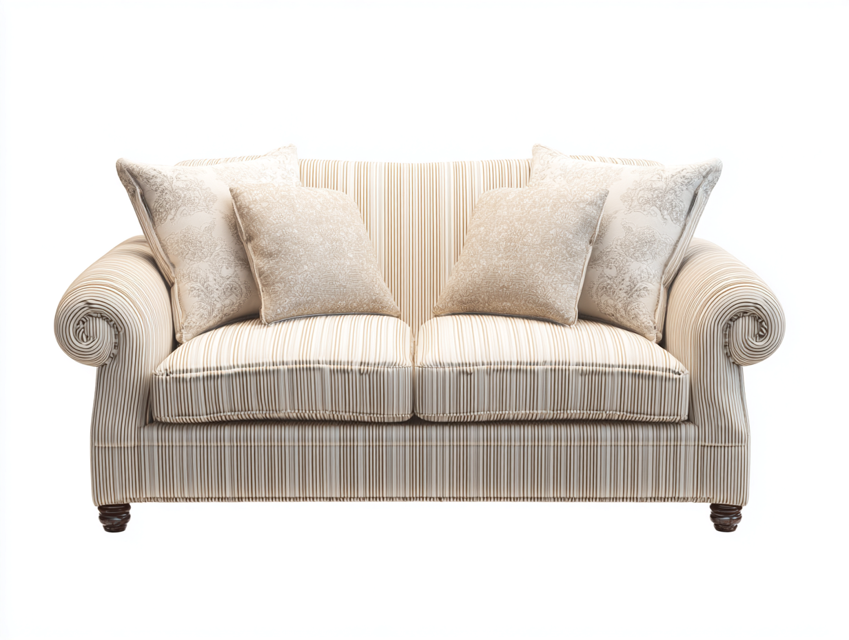 Zweisitzer Sofa Stoff 178x92x85 cm - Beige-Weiß - Klassischer Stil - geeignet für Wohnzimmer-Pineupio