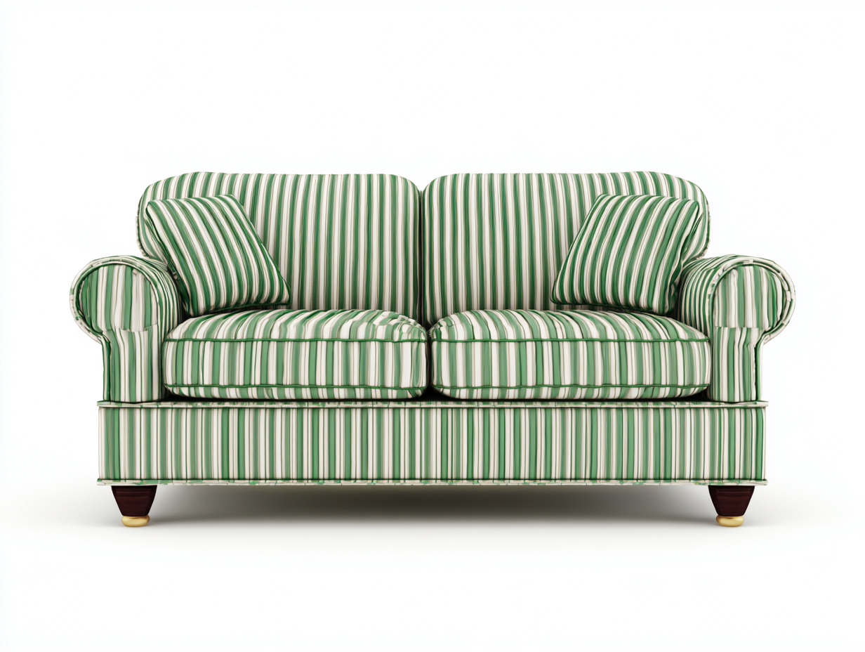 Zweisitzer Sofa Stoff 176x90x84 cm - Grün-Weiß - Klassischer Stil - geeignet für Wohnzimmer-Pineupio