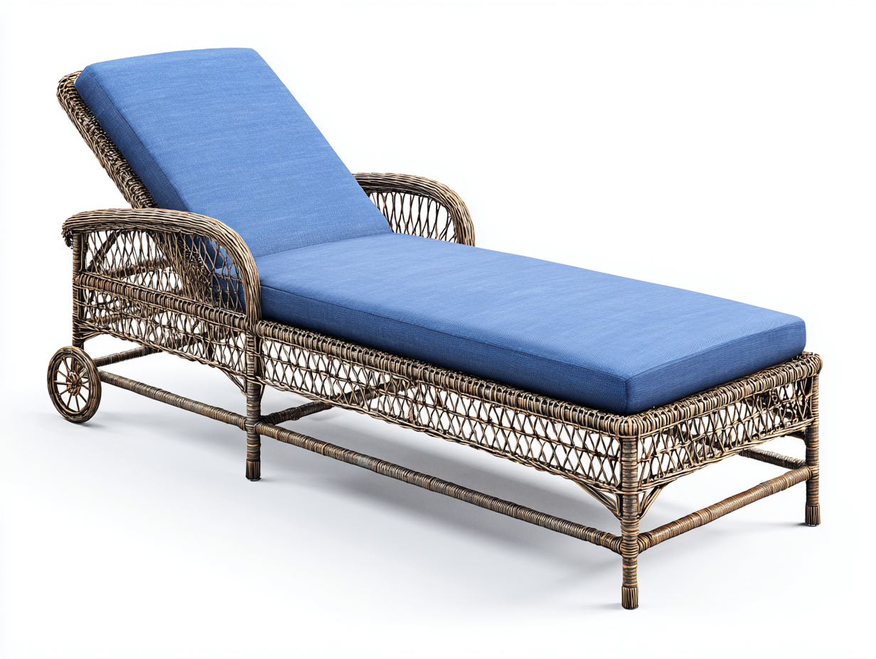 Sonnenliege Polyrattan 190x65x85 cm - Braun-Blau - Verstellbare Rückenlehne - geeignet für Garten-Pineupio