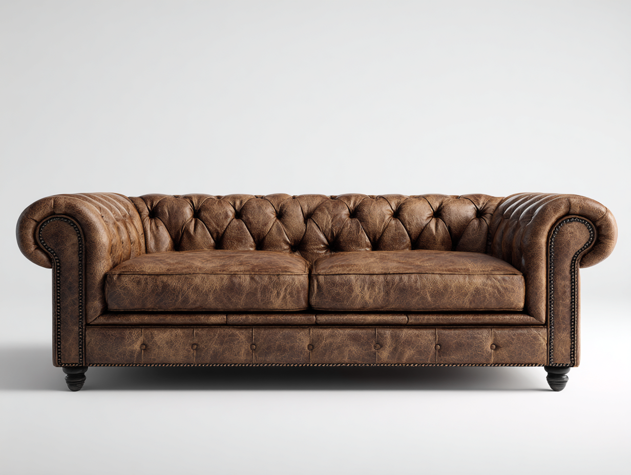 Zweisitzer Sofa Kunstleder 180x90x75 cm - Braun - Chesterfield Stil klassisches Design-Pineupio