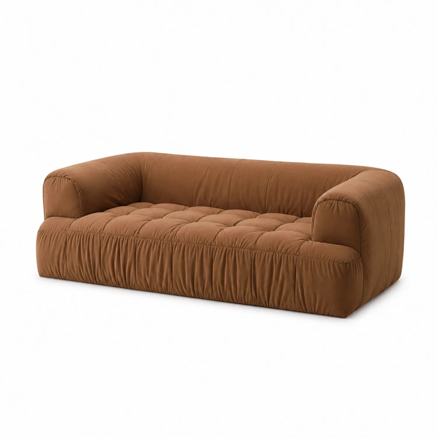 Divano in velluto marrone 220x95x75 cm-Selvoriux