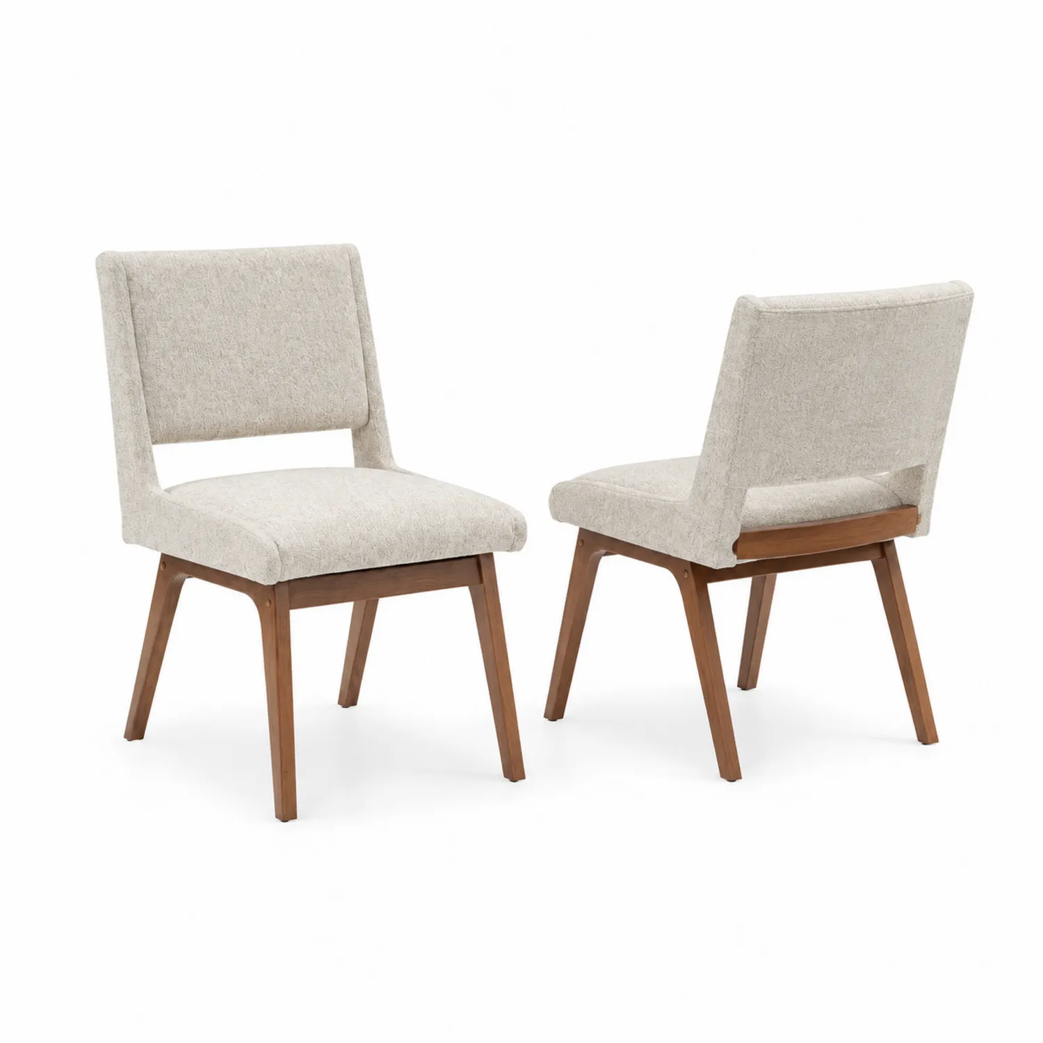 Set di 2 sedie in tessuto con gambe in legno-Selvoriux