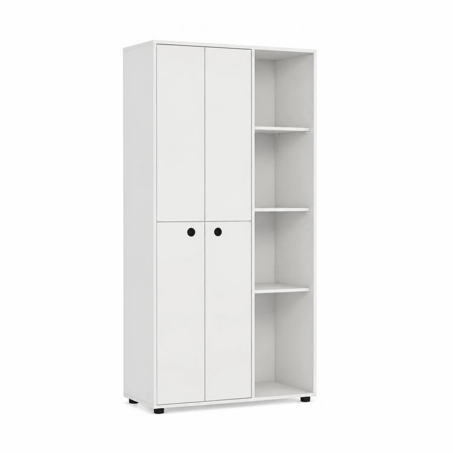 Armadio in MDF Bianco con Ante e Ripiani-Selvoriux