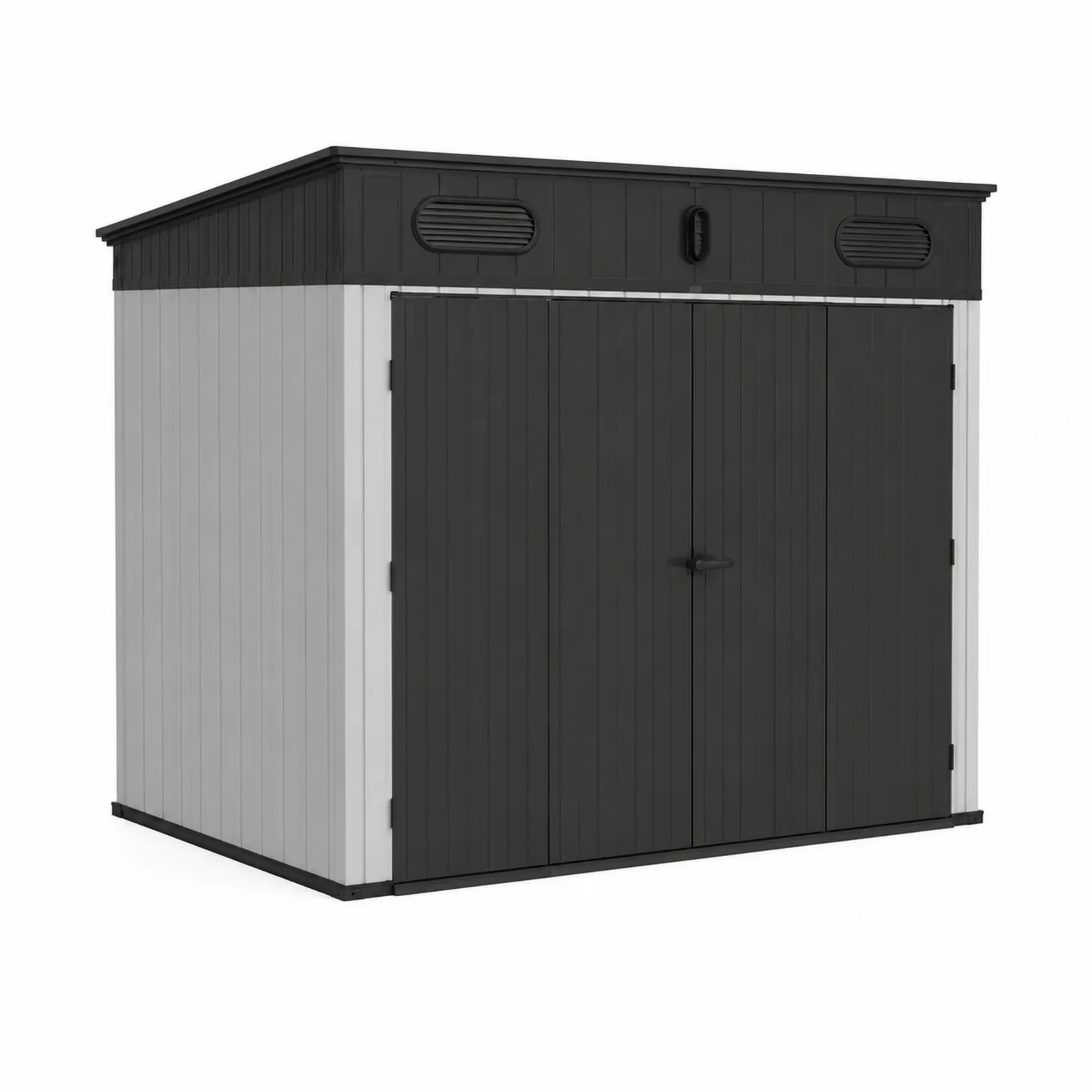 Capanno portaoggetti in plastica nero e grigio 260x182x215 cm-Selvoriux