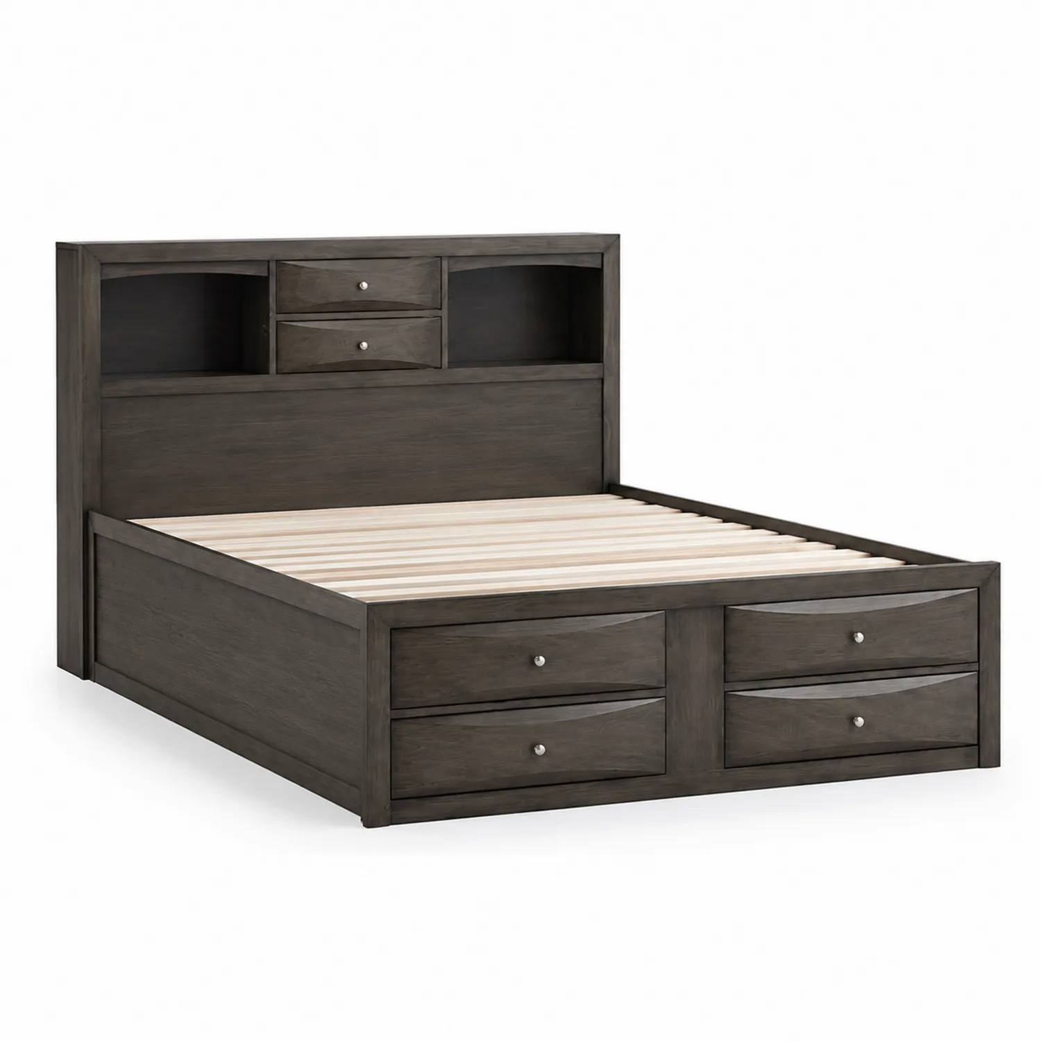 Letto matrimoniale in legno di noce con cassetti-Selvoriux