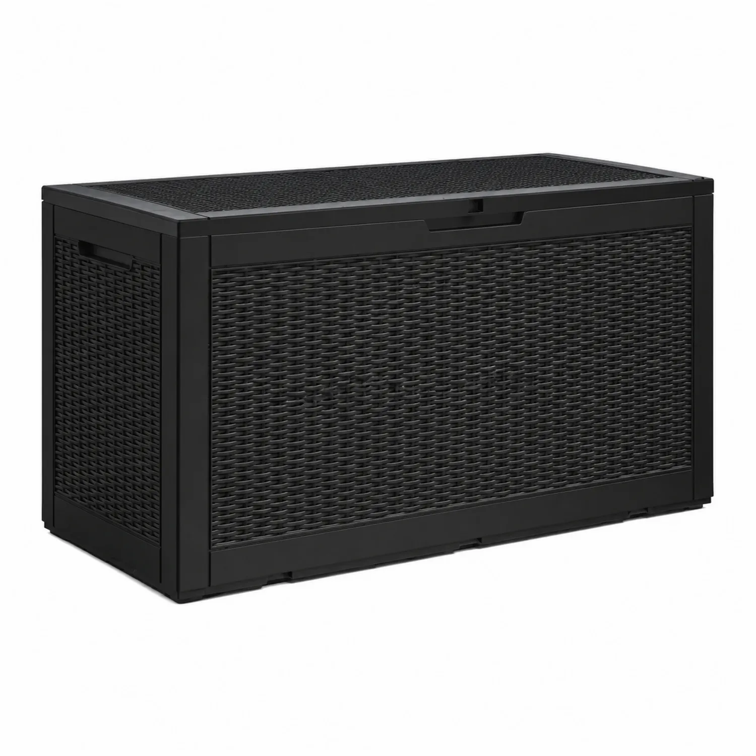 Contenitore portaoggetti in plastica effetto rattan nero 300 litri-Selvoriux
