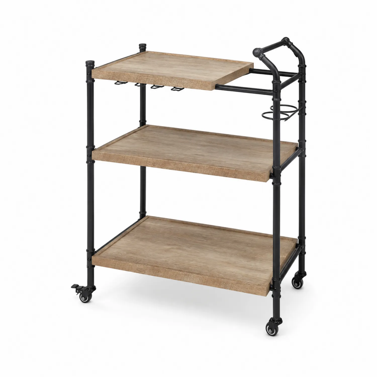 Carrello da Cucina a 3 Ripiani in Legno e Metallo-Selvoriux