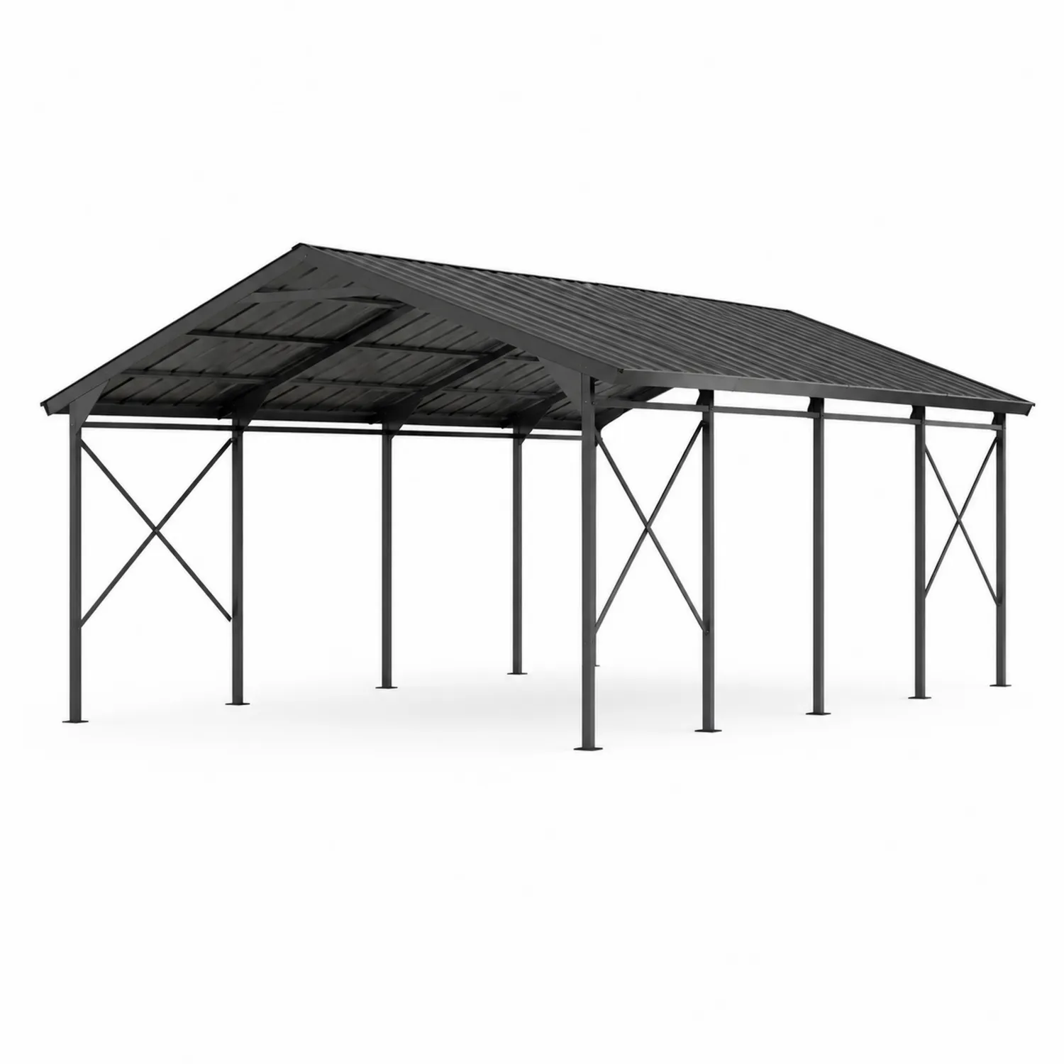 Tettoia in Acciaio Zincato Grigio Scuro 600x300x260 cm-Selvoriux