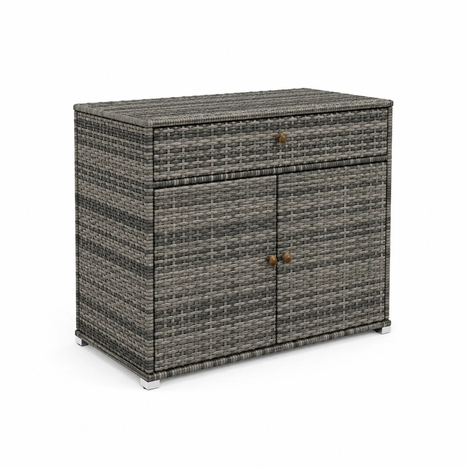 Credenza in Rattan Intrecciato Grigio 80x40x60 cm-Selvoriux