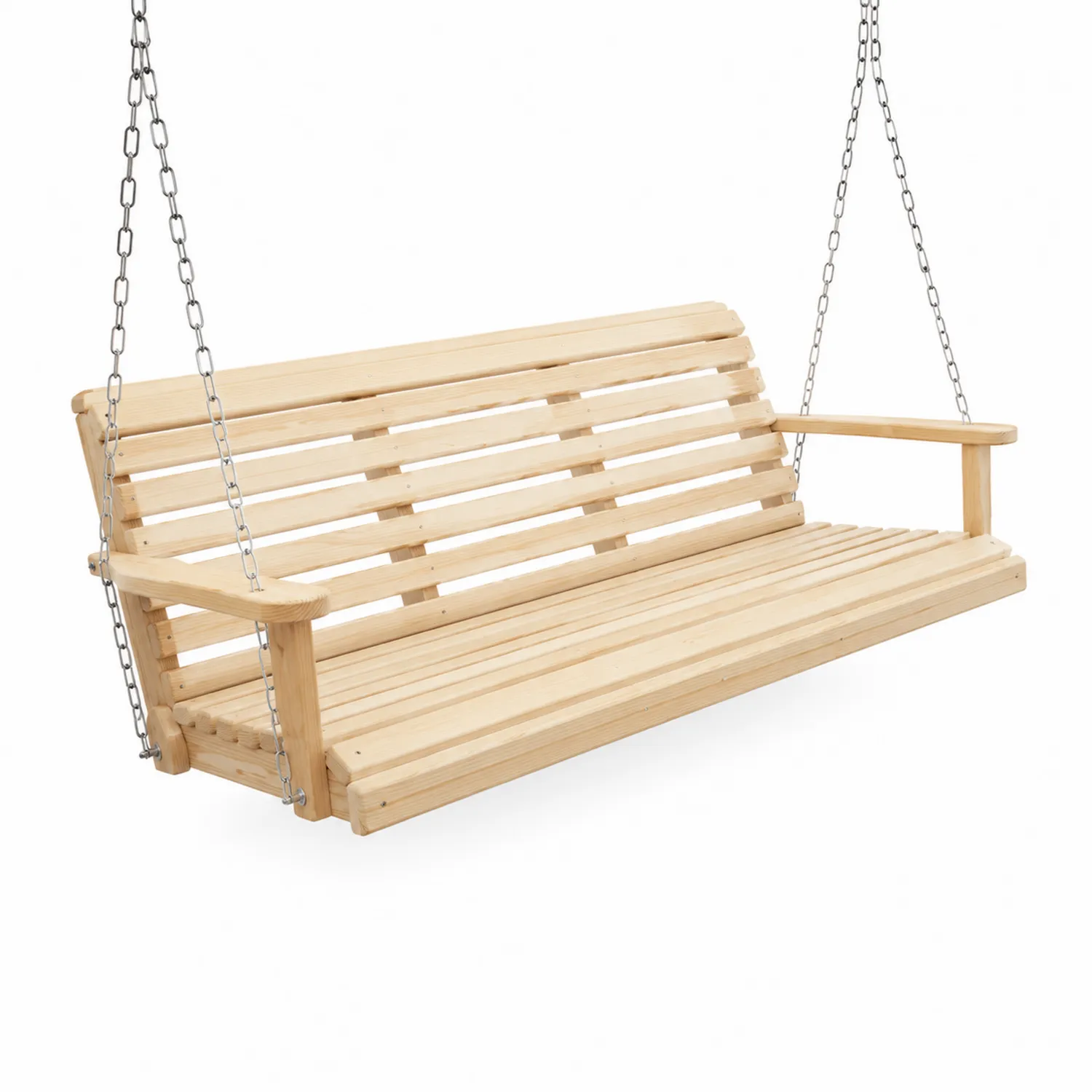 Panca Altalena da Giardino in Legno di Pino con Catena in Acciaio Zincato 150x60 cm-Selvoriux