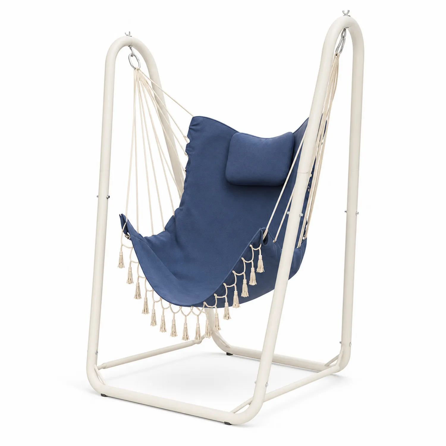 Sedia Amaca in Acciaio con Cuscino in Cotone Blu-Selvoriux
