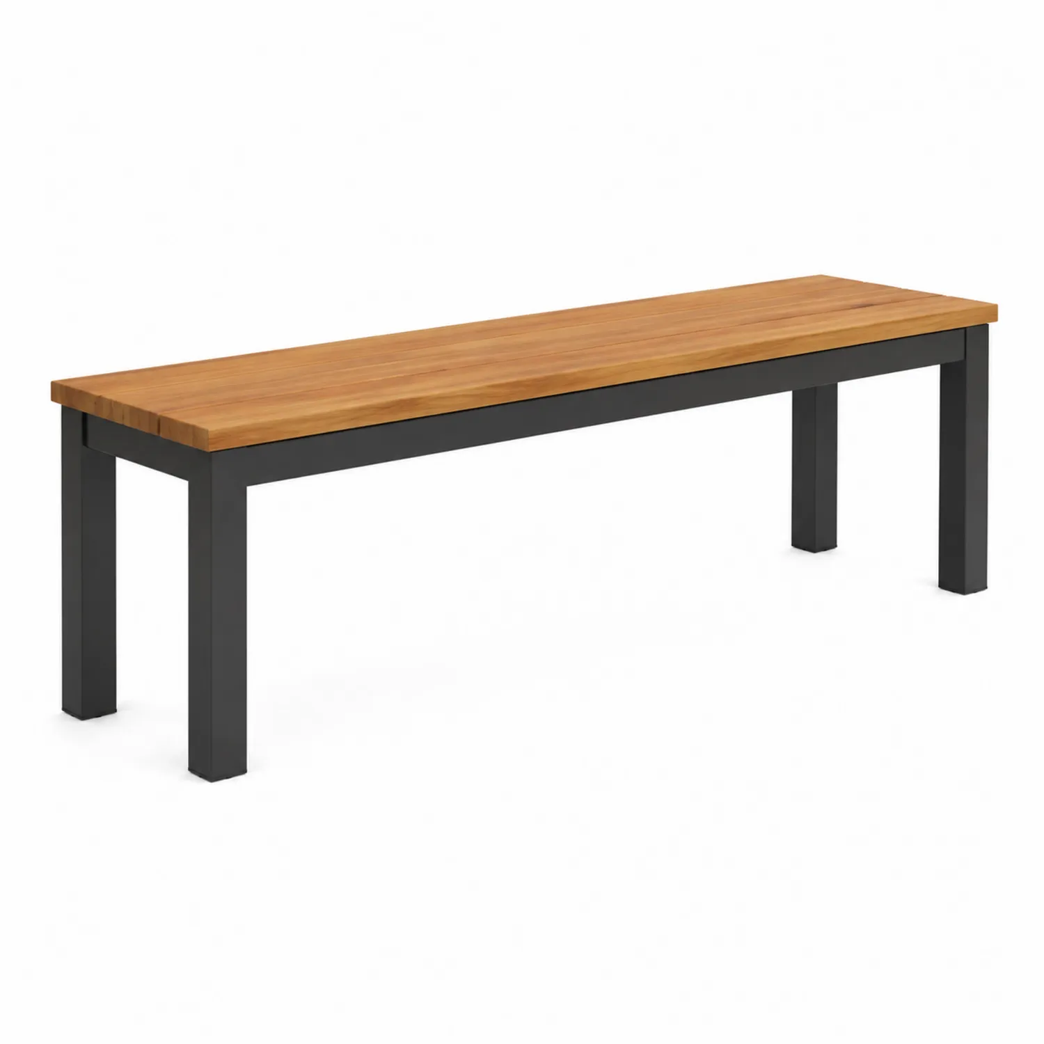 Panca in legno di teak e acciaio nero-Selvoriux