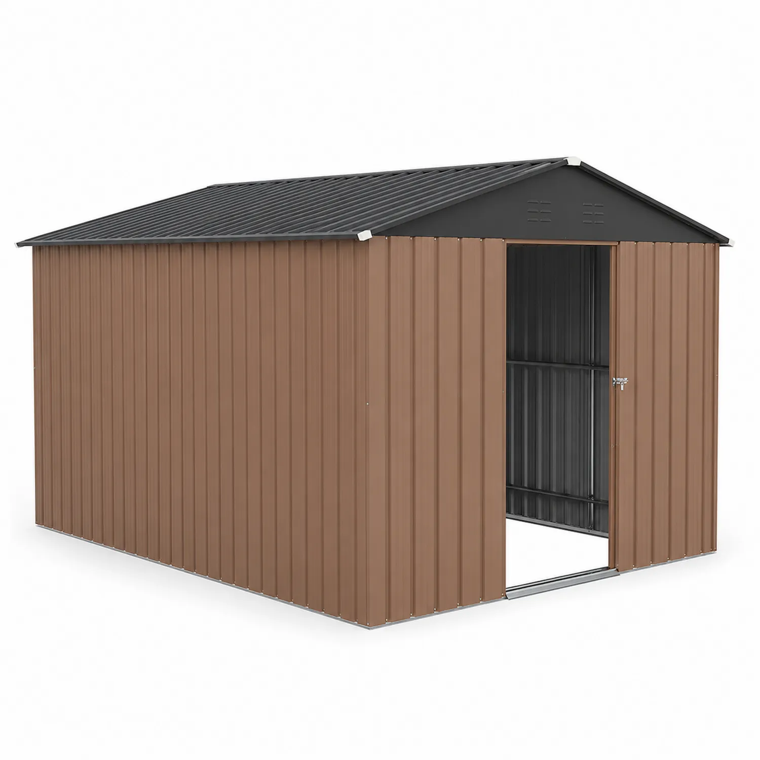 Capanno portaoggetti in metallo marrone 260x210x185 cm-Selvoriux