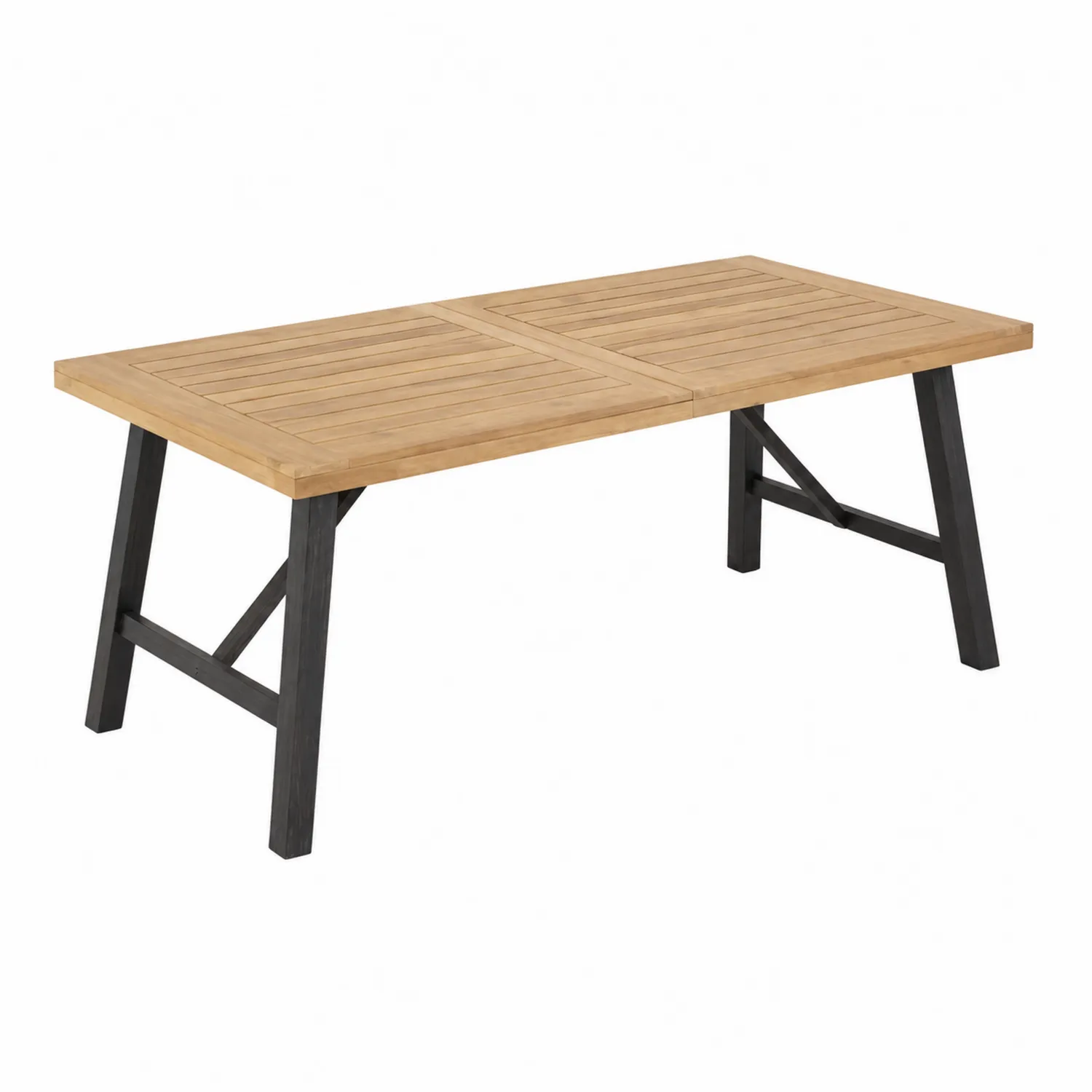 Tavolo da giardino rettangolare in legno teak e metallo-Selvoriux