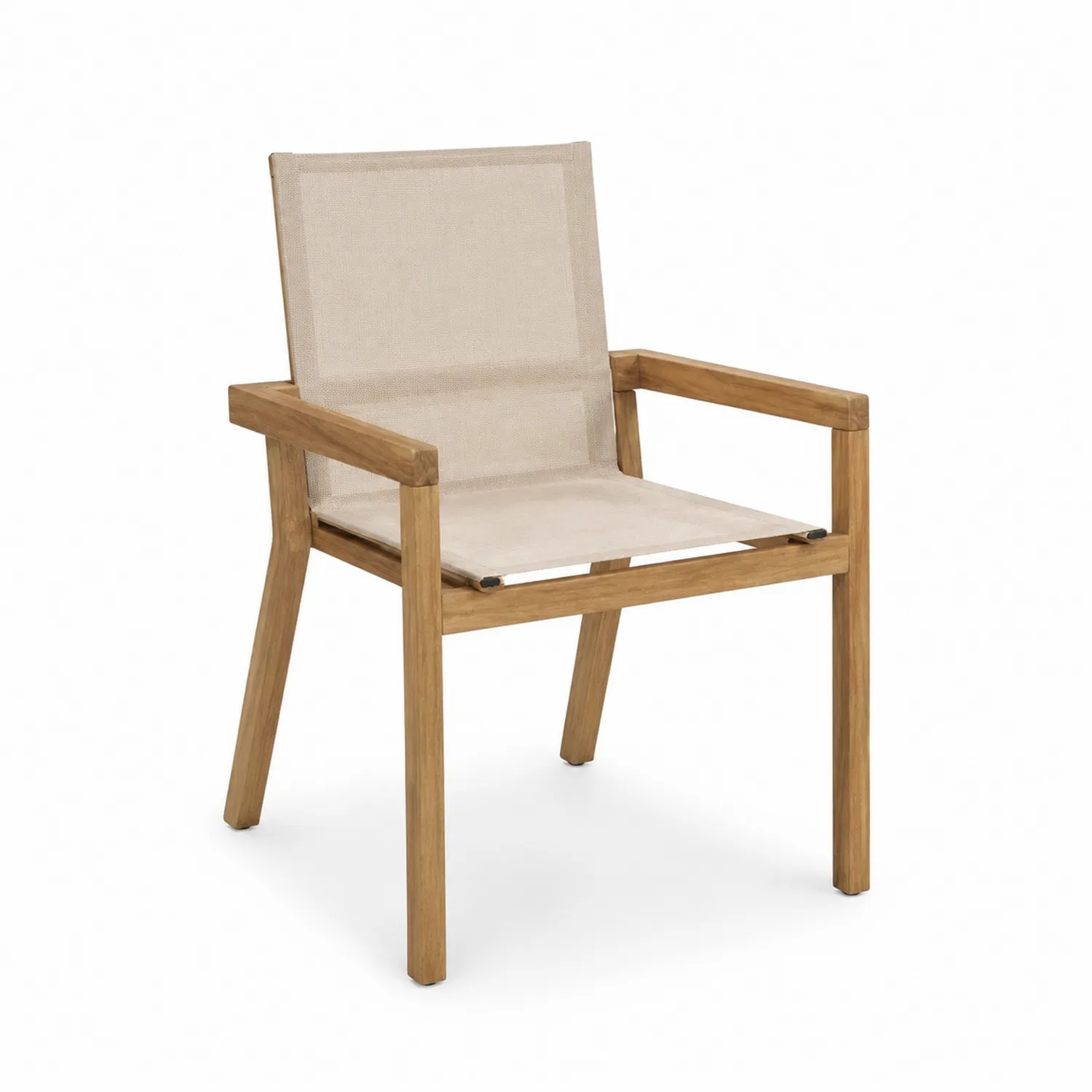 Sedia da giardino in legno di teak e tessuto in fibra sintetica-Selvoriux