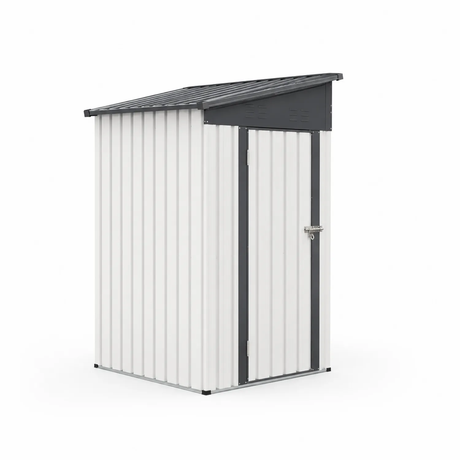Capanno in Metallo Bianco con Tetto Grigio 195x130x186 cm-Selvoriux