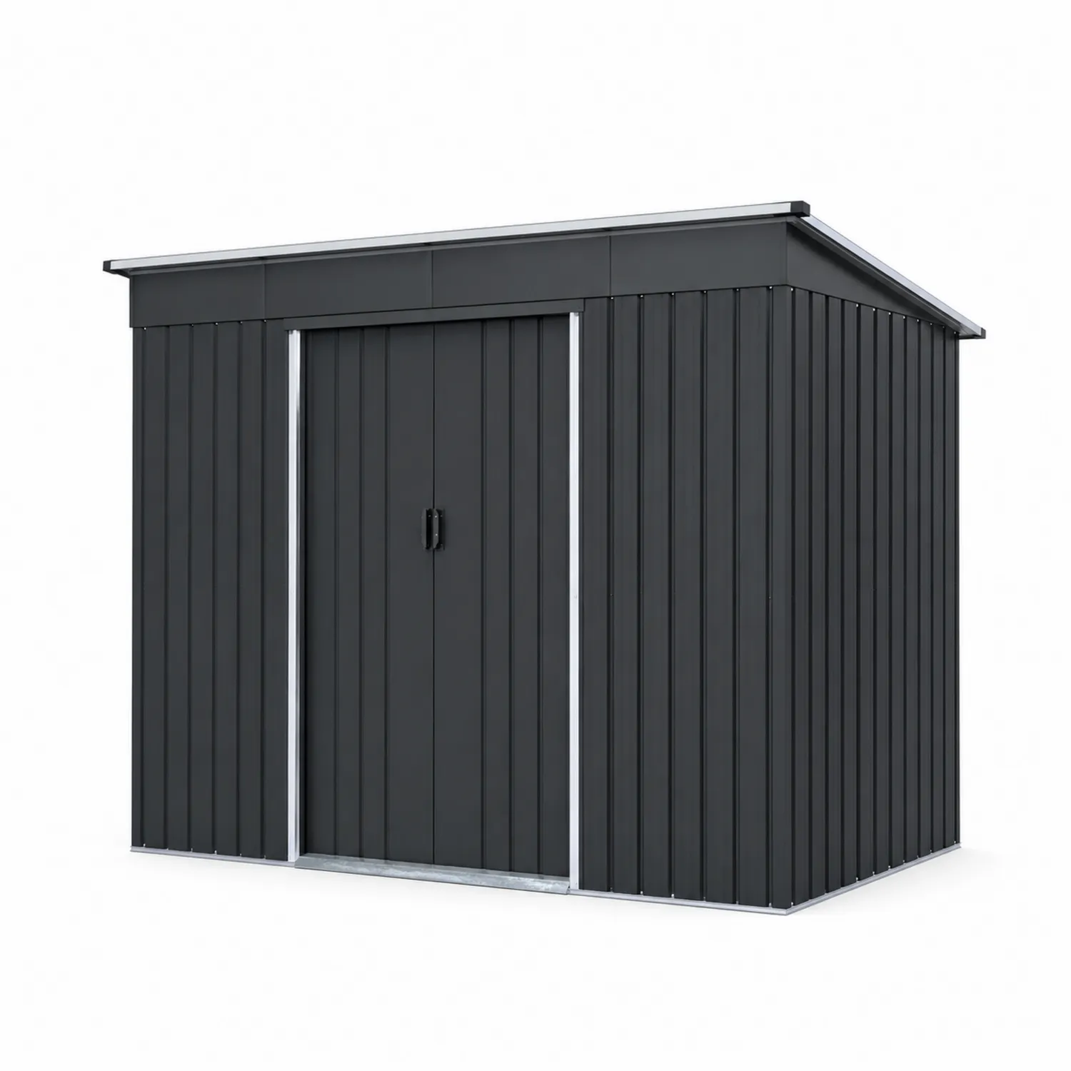 Capanno portaoggetti in acciaio zincato nero 260x130x172 cm-Selvoriux