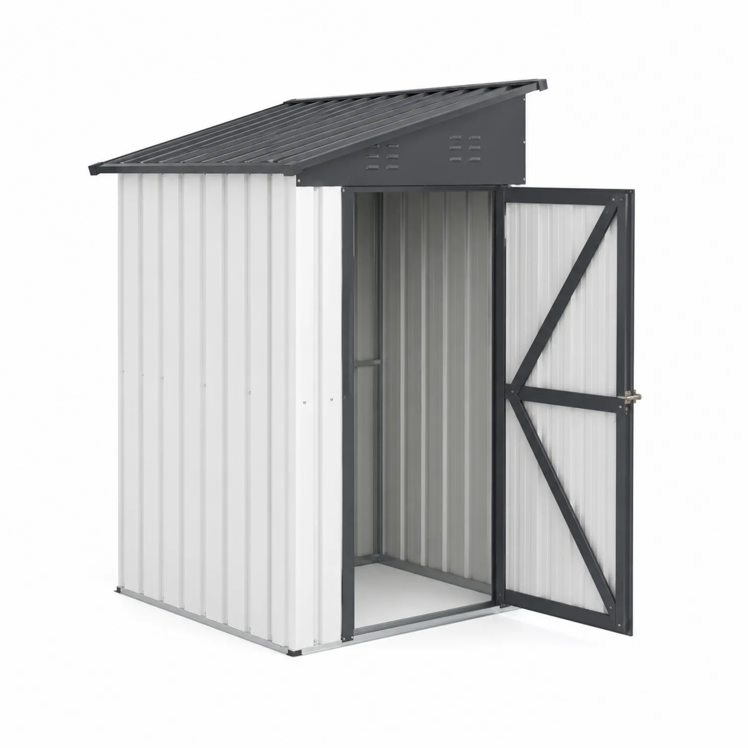 Capanno portaoggetti in Acciaio con Porta Singola, Bianco/Grigio-Selvoriux