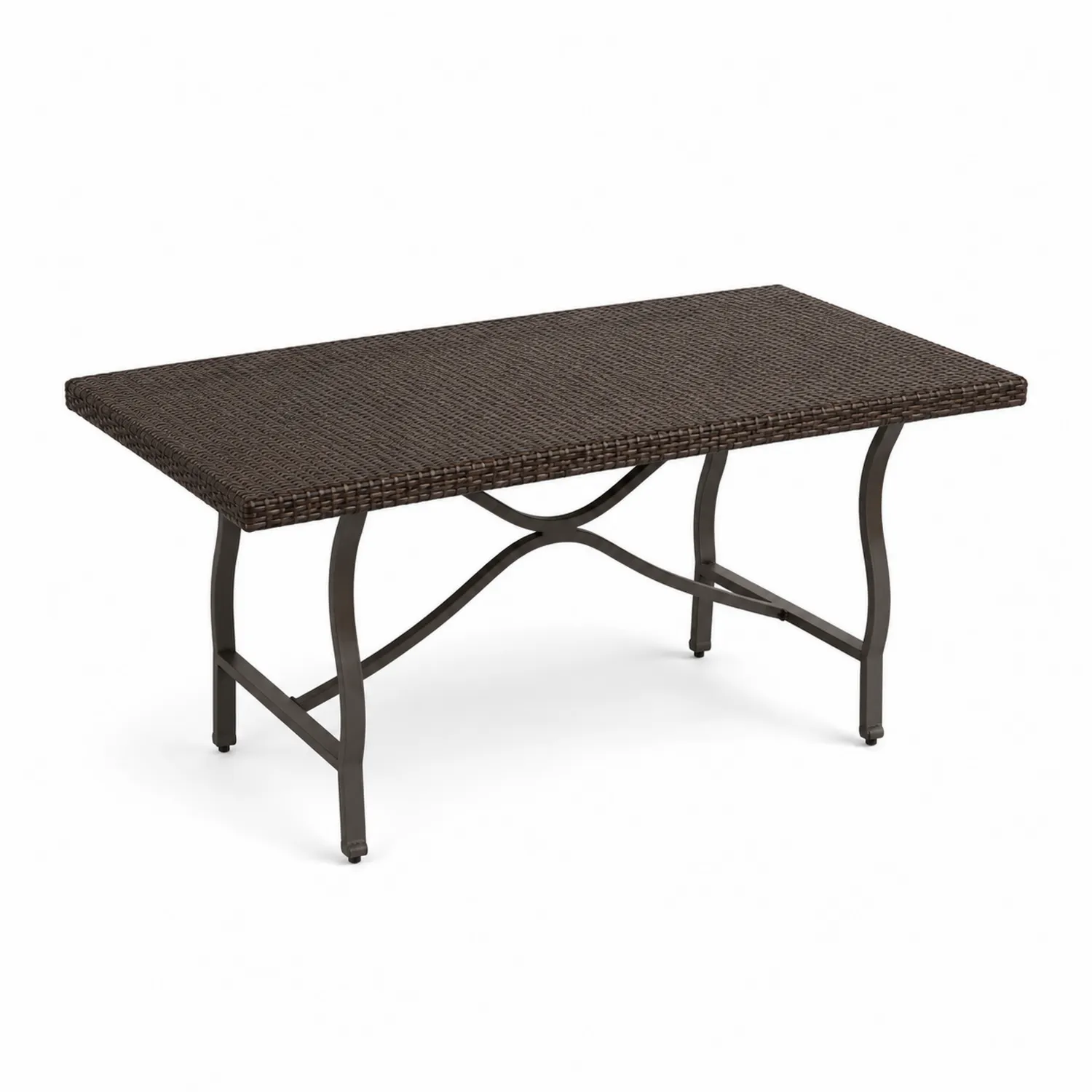 Tavolo rettangolare in rattan e metallo per esterni 180x90x75 cm-Selvoriux