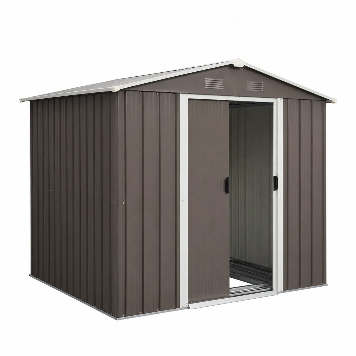 Capanno in metallo marrone 213x130x185 cm-Selvoriux