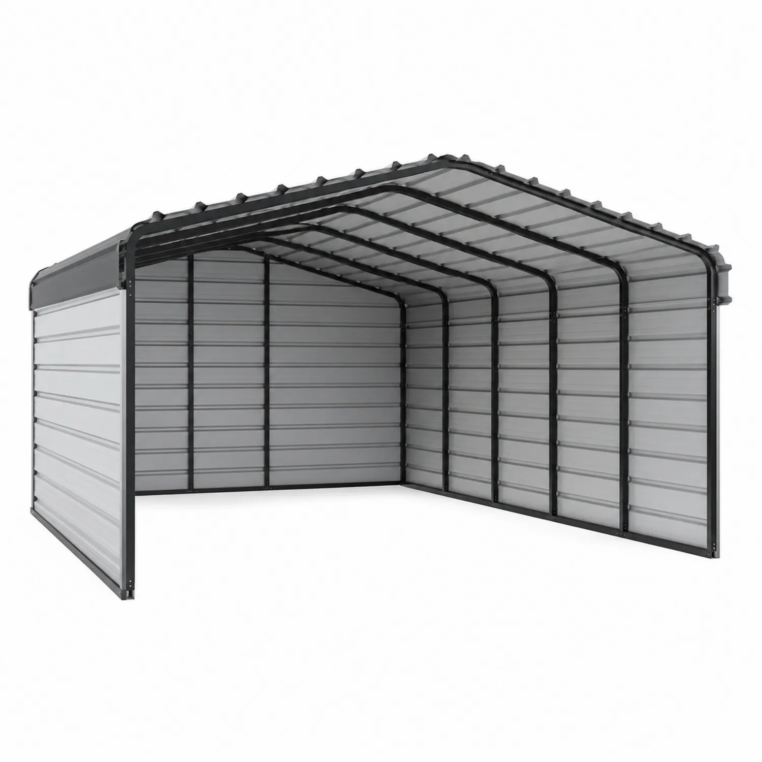 Carport in Acciaio Zincato Grigio Antracite 6x6m con Tetto Curvo-Selvoriux