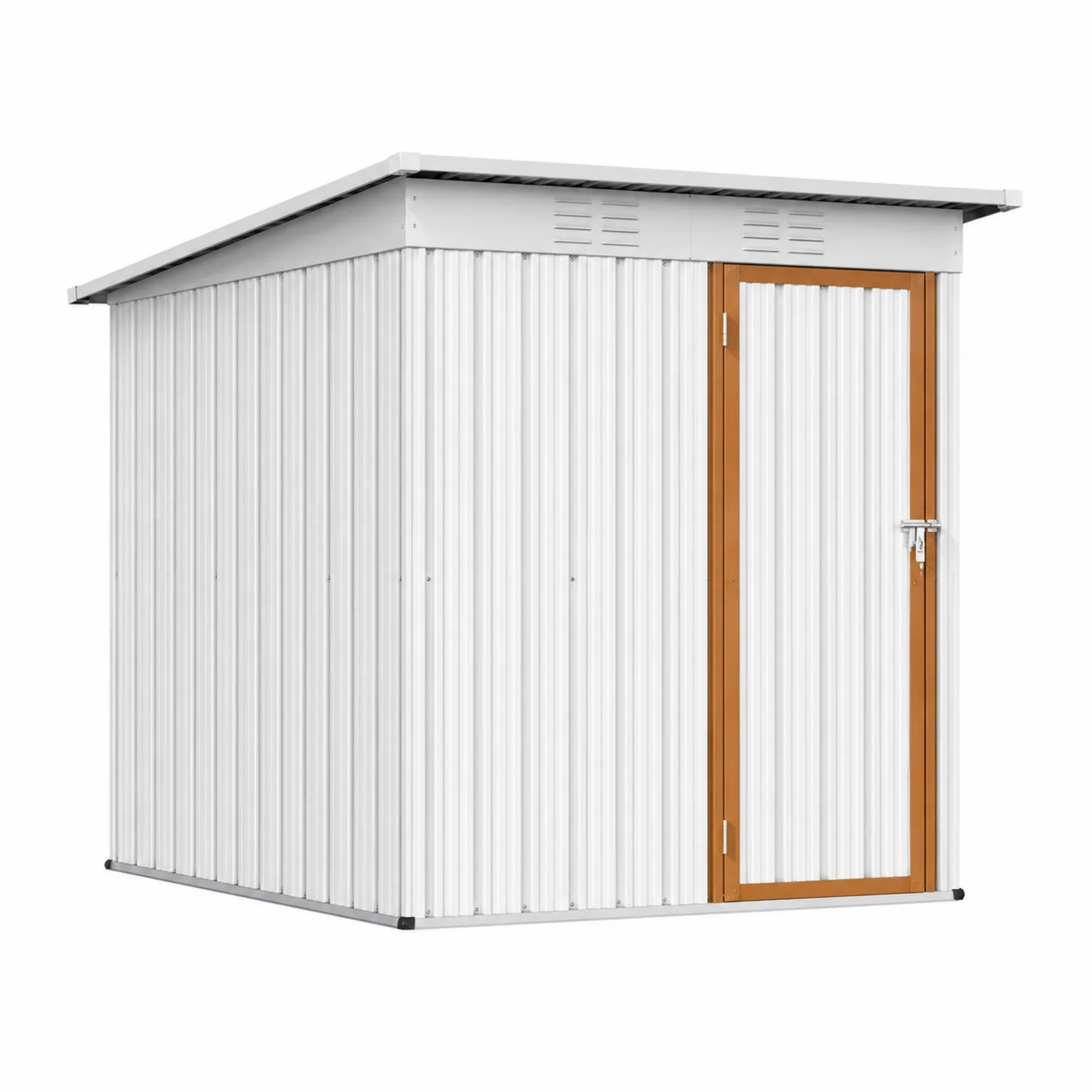 Capanno in metallo bianco con porta marrone, 210x130x190 cm-Selvoriux