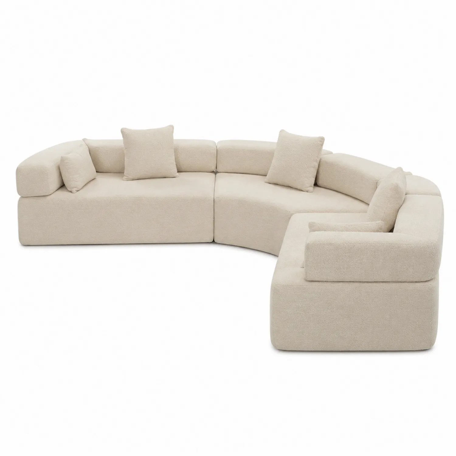 Divano modulare curvo in tessuto beige-Selvoriux