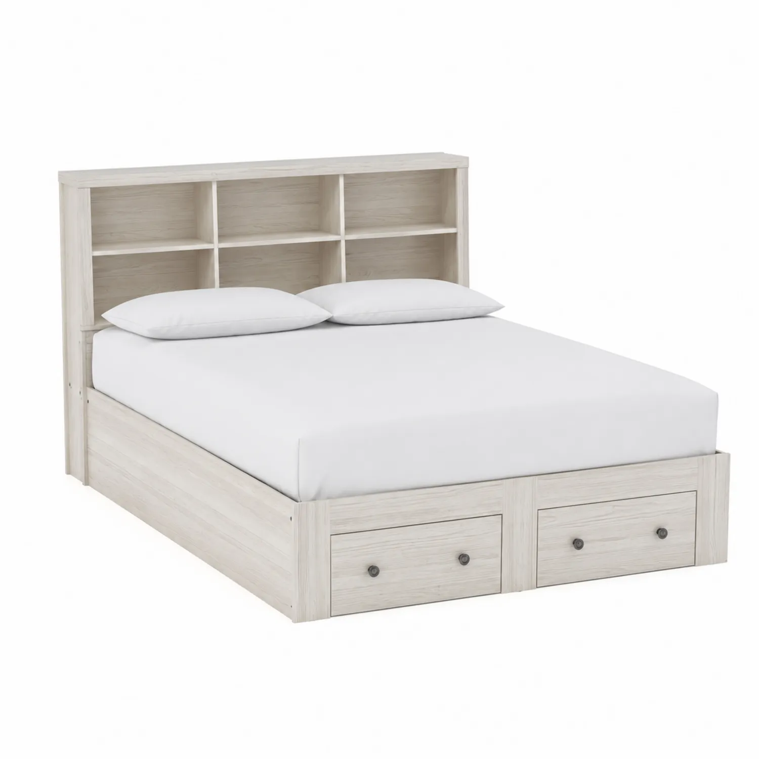 Letto matrimoniale in legno con ripiani e cassetti-Selvoriux