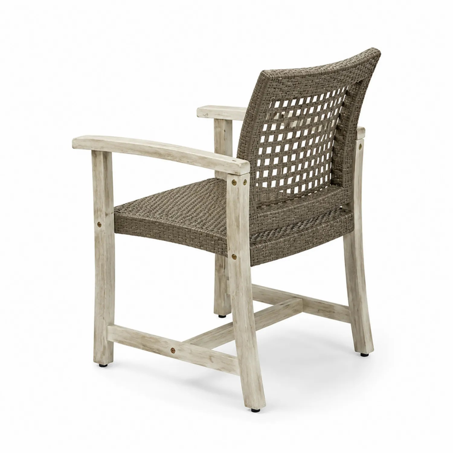 Sedia in Vimini Sintetico Marrone con Struttura in Legno-Selvoriux
