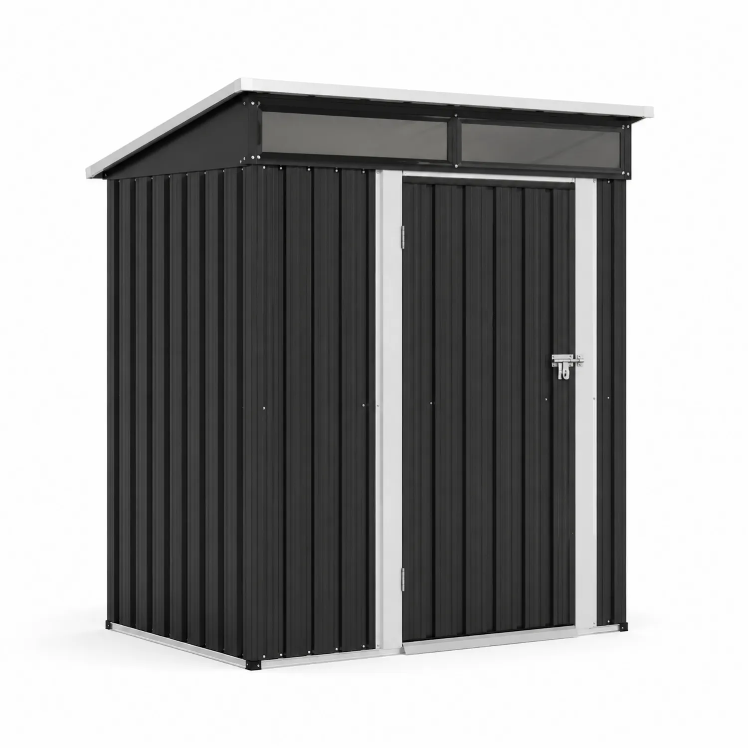 Capanno in metallo nero con finestra 213x130x185 cm-Selvoriux