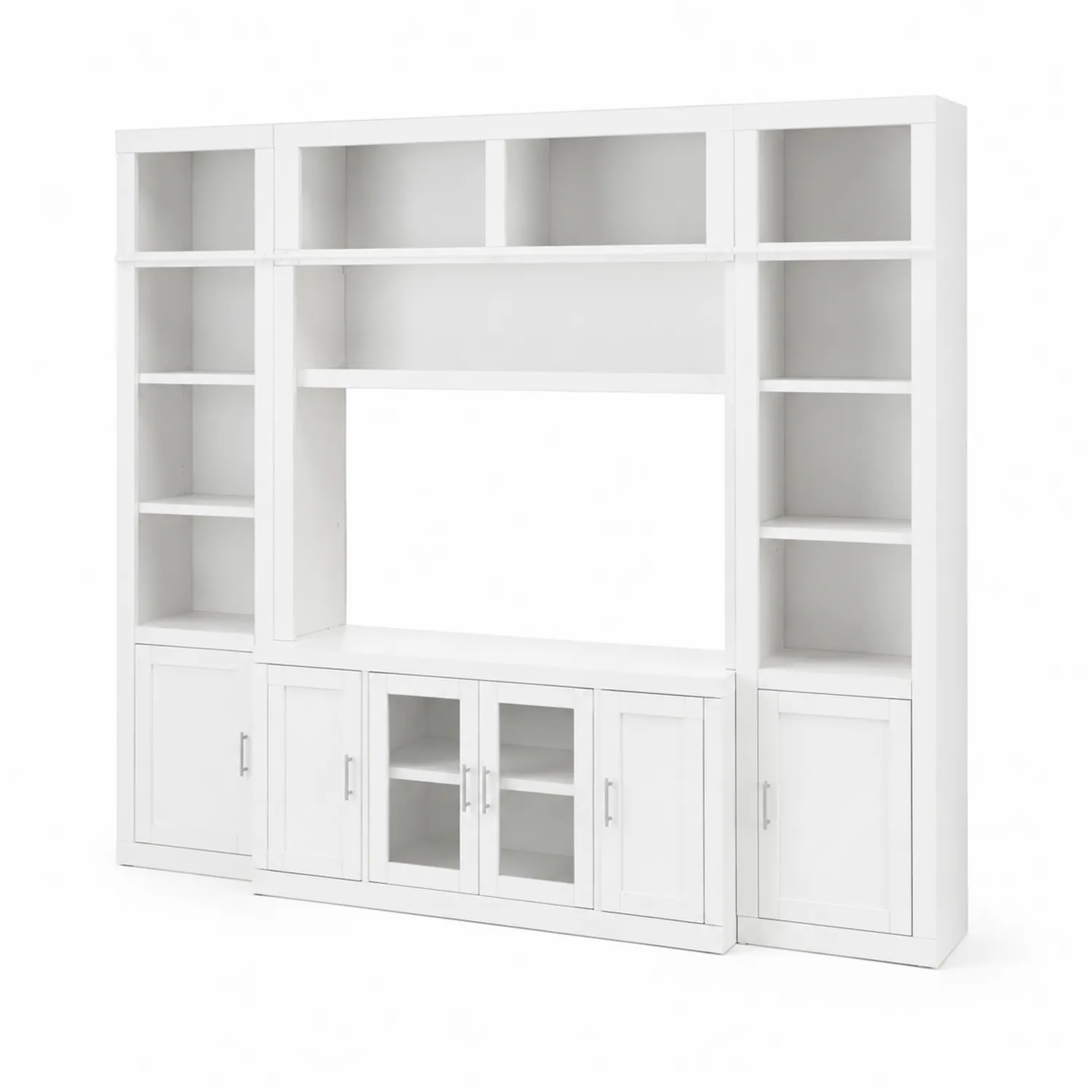 Mobile TV in MDF con sportelli in vetro temperato bianco-Selvoriux