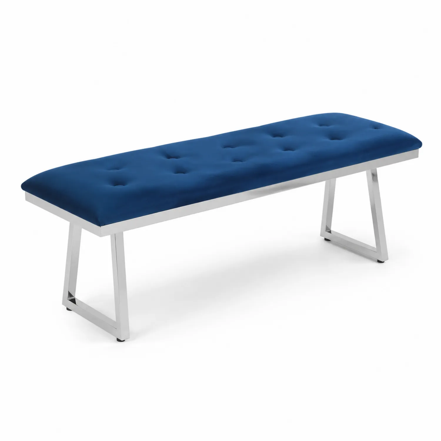 Panca in velluto e acciaio inox Blu 160x40x45 cm-Selvoriux