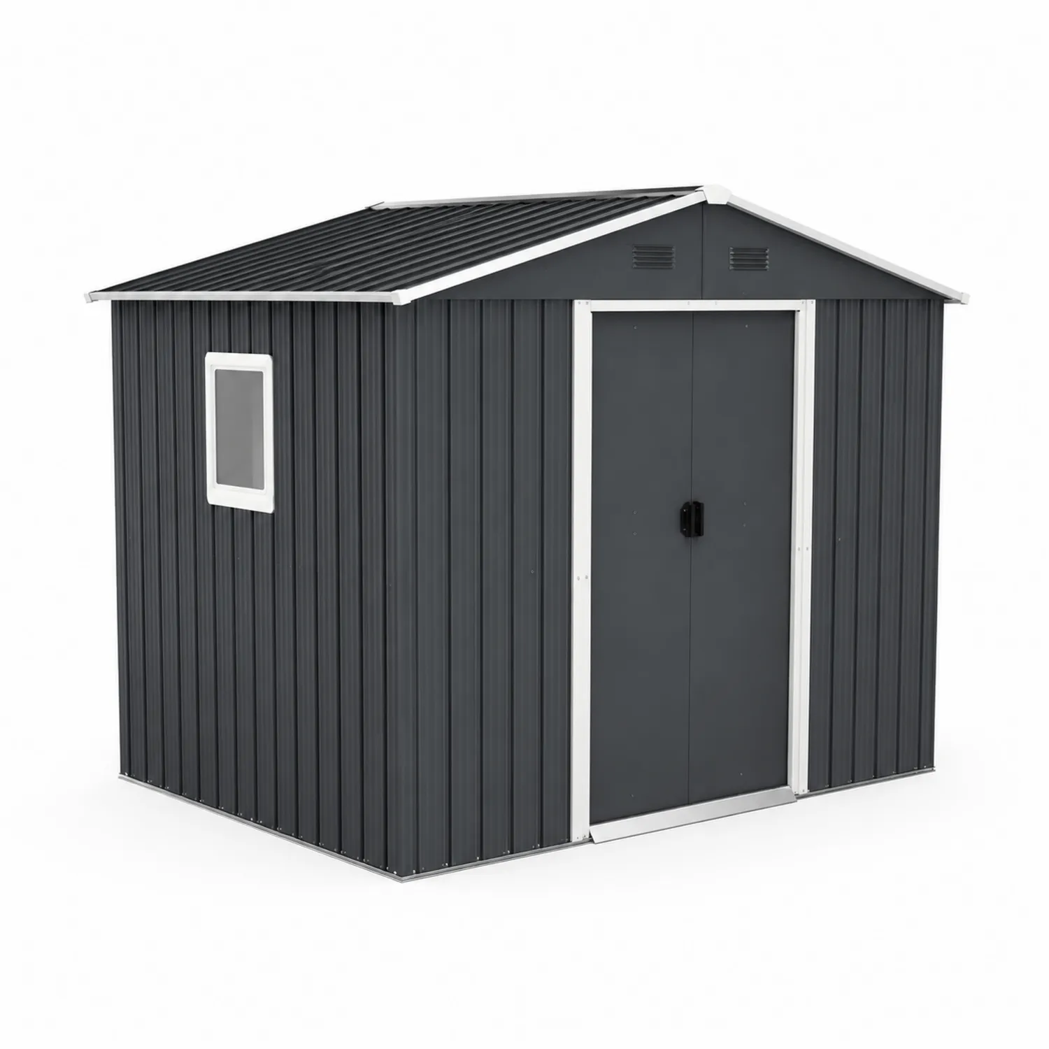 Capanno in metallo grigio con finestra 213x130x173 cm-Selvoriux