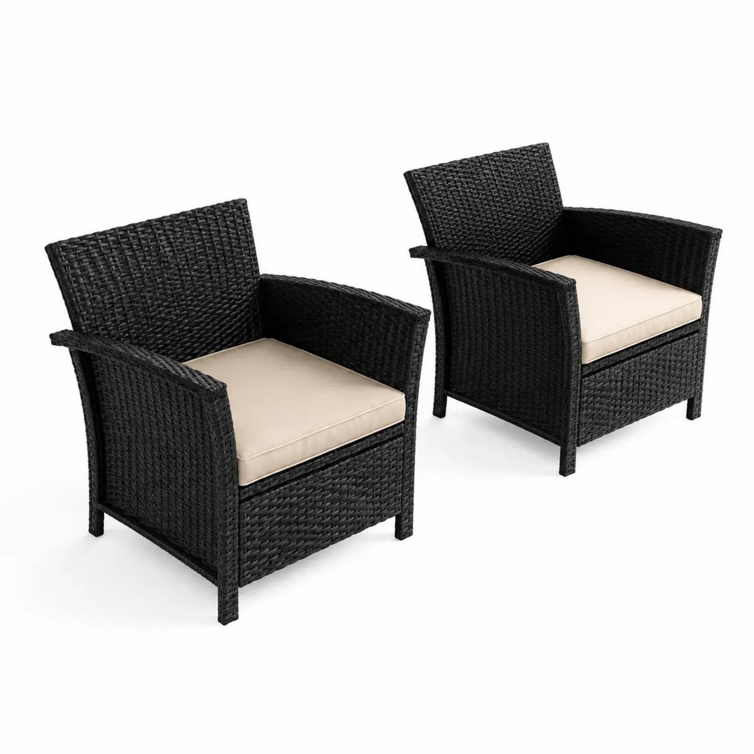Set di 2 Sedie in Rattan PE con Cuscini-Selvoriux