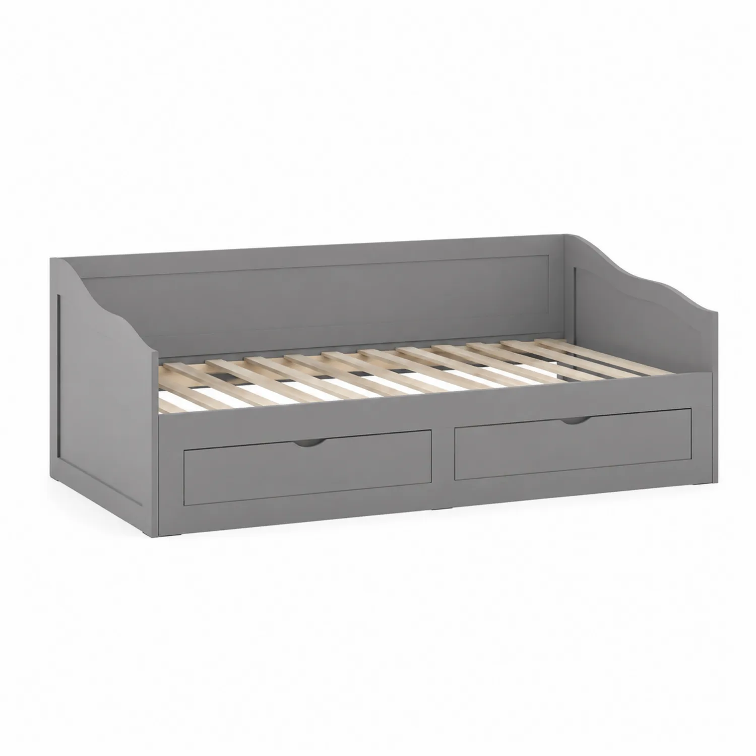 Divano Letto in Legno con Cassetti Grigio-Selvoriux