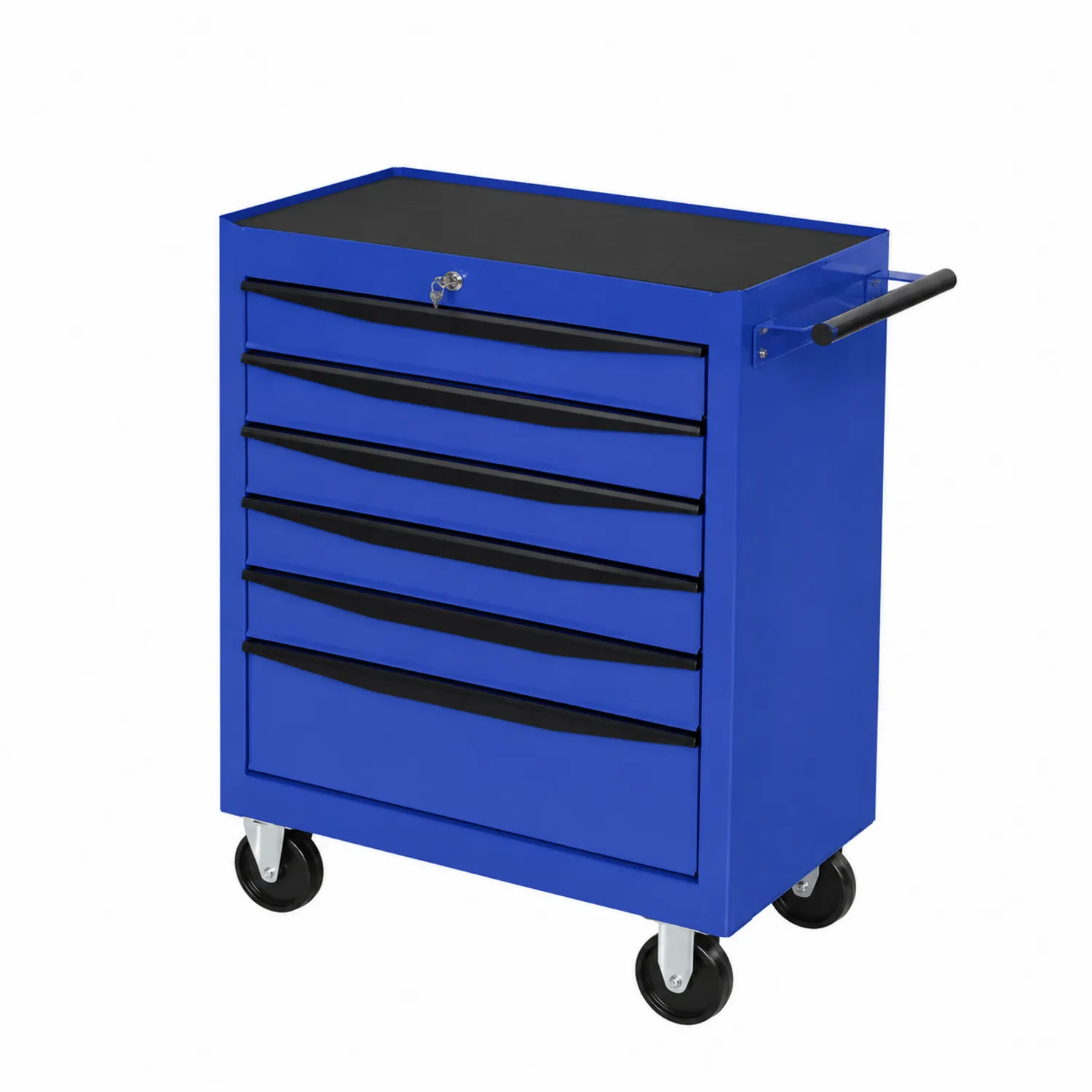 Cassettiera portautensili in metallo blu con ruote e 6 cassetti-Selvoriux