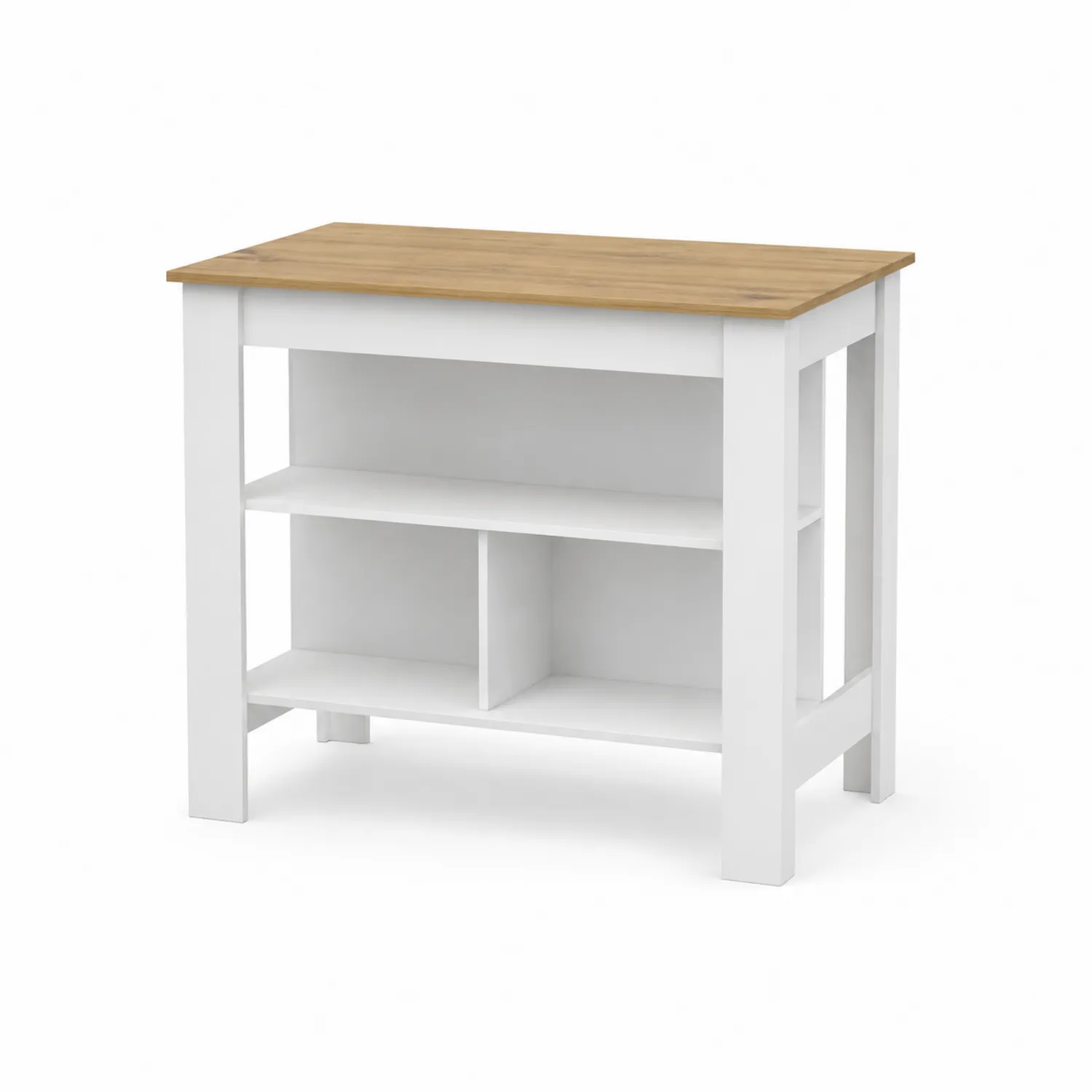 Isola da cucina in legno e MDF bianca 100x50x90 cm-Selvoriux