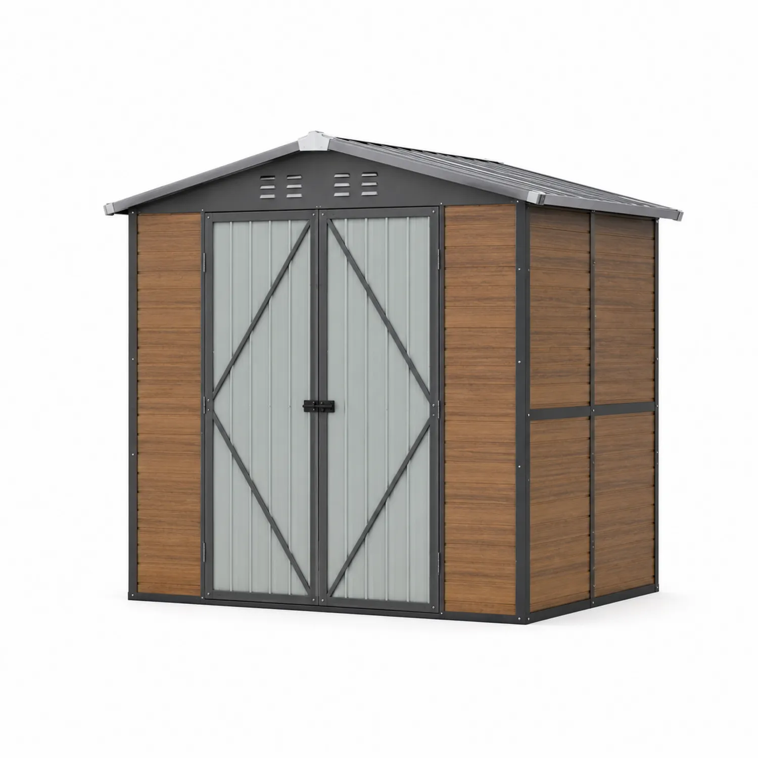 Capanno da Giardino in Metallo Grigio/Marrone 244x196x180 cm-Selvoriux