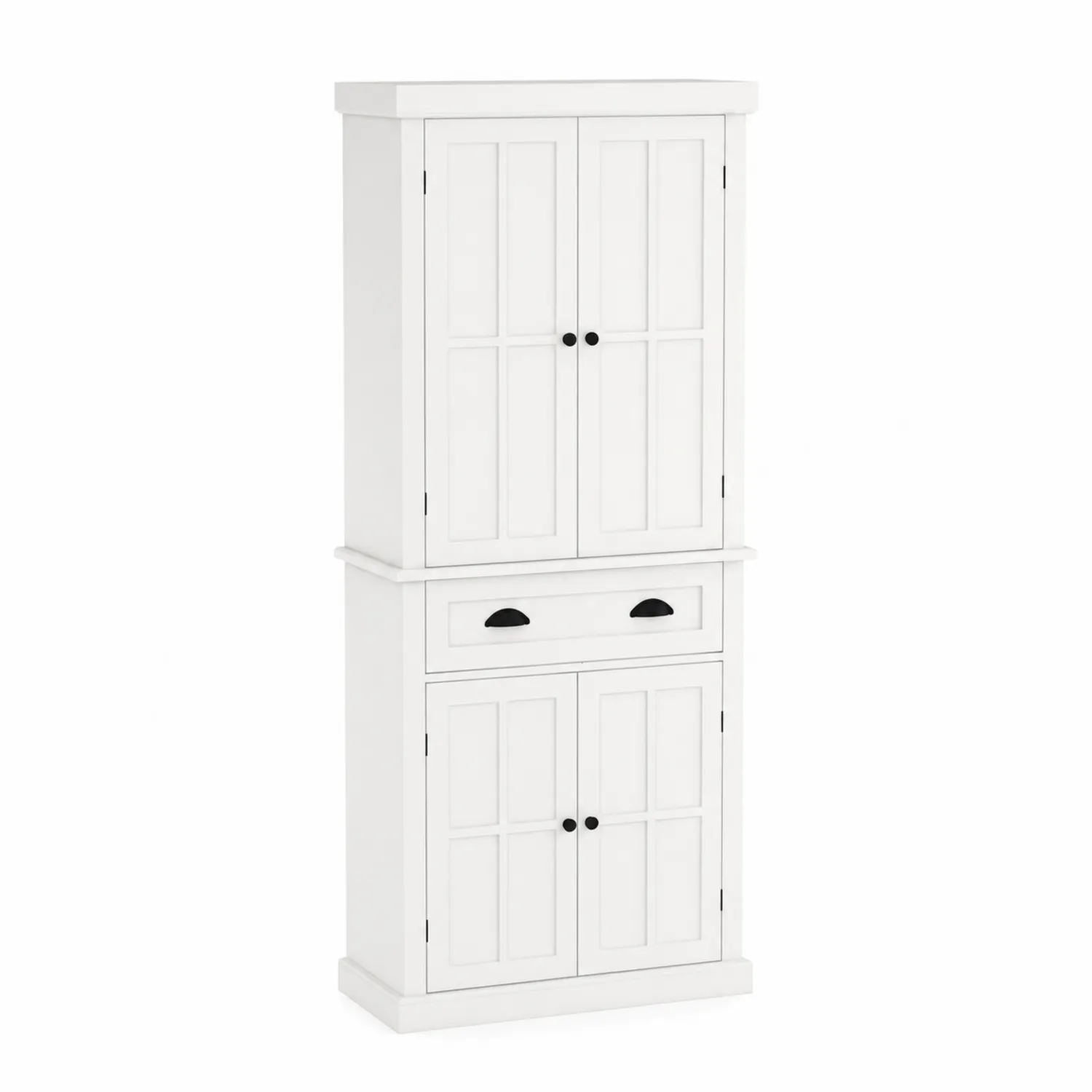 Mobile da Cucina in Legno Bianco con Ante e Cassetto-Selvoriux