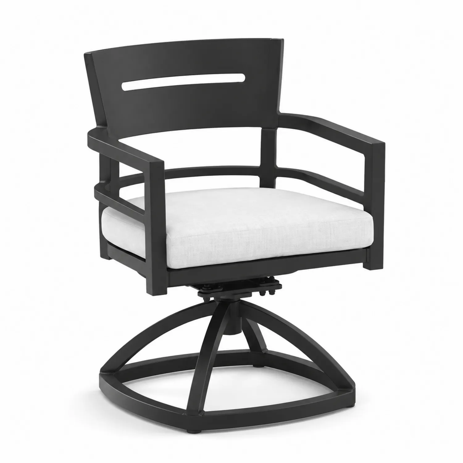 Sedia girevole in metallo nero con cuscino bianco-Selvoriux
