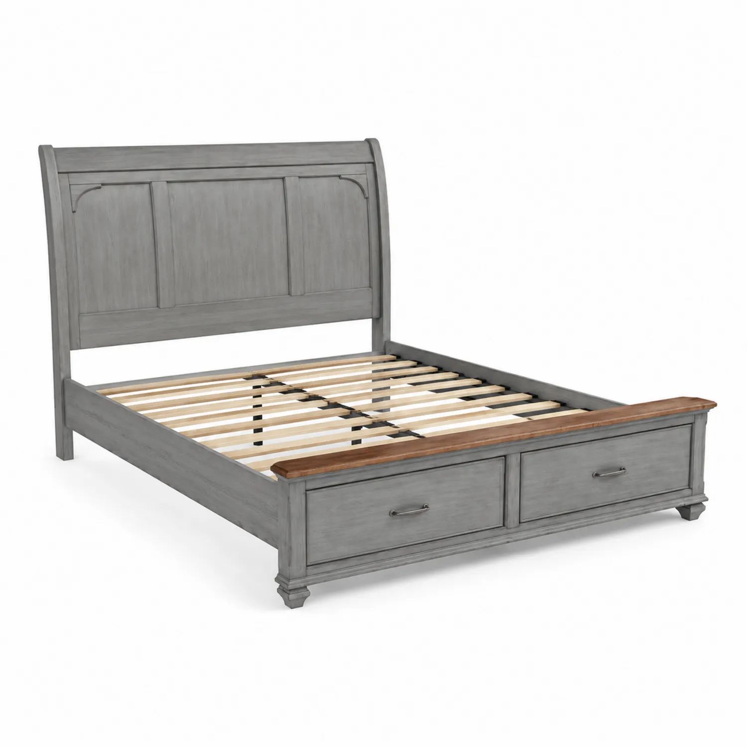 Letto matrimoniale in legno con cassetti integrati-Selvoriux
