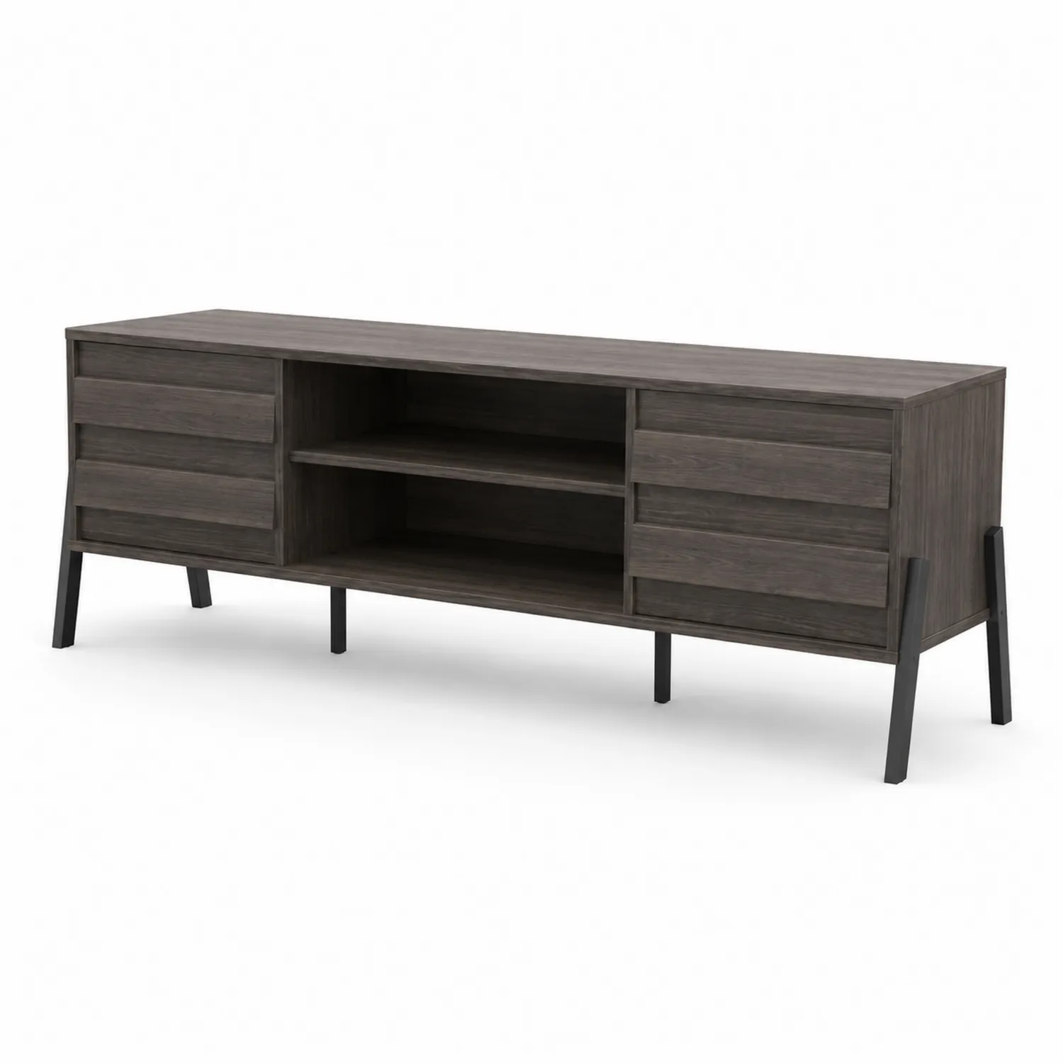 Mobile TV in legno di quercia e metallo grigio 160x45x55 cm
