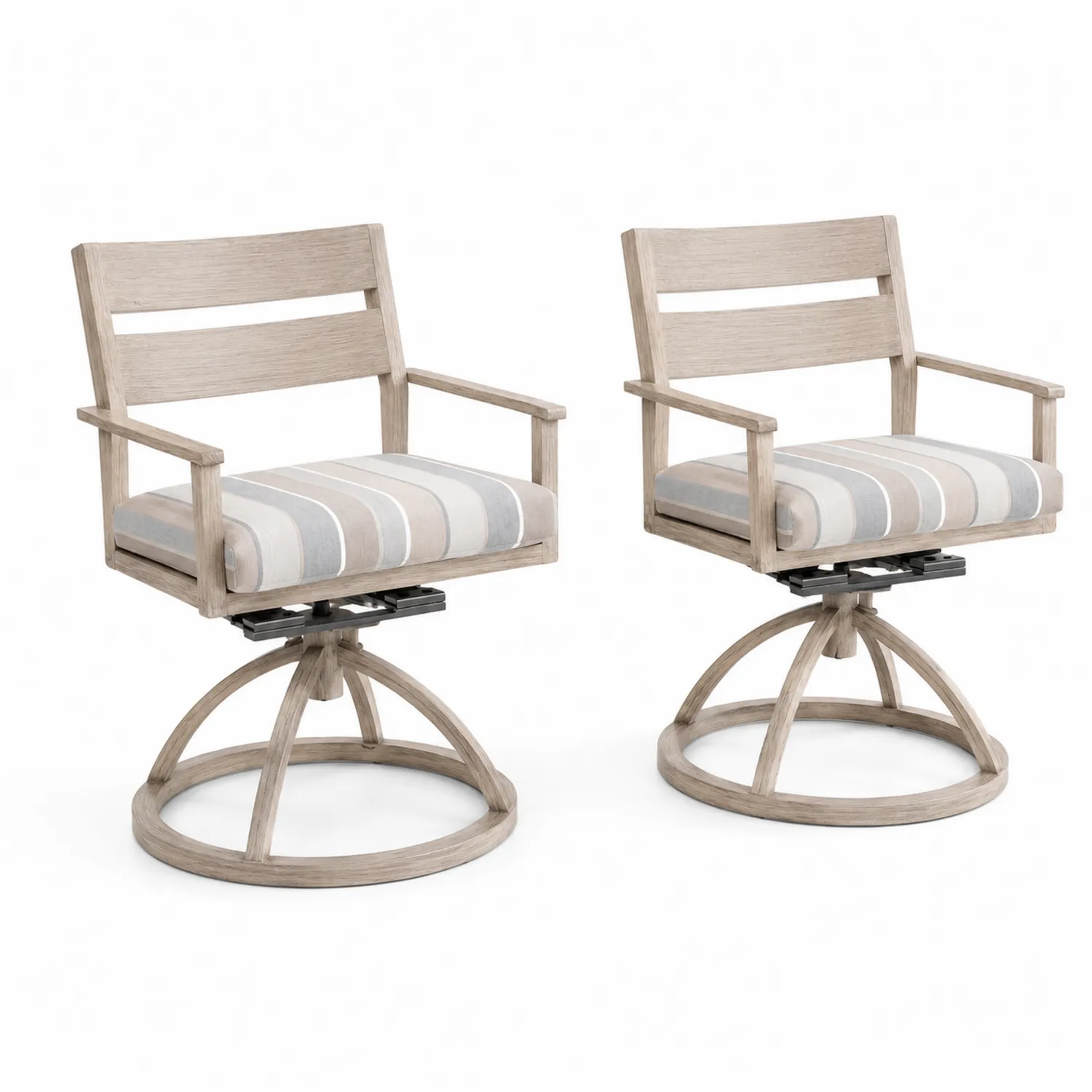 Set di 2 Sedie da Giardino in Legno con Base Rotante