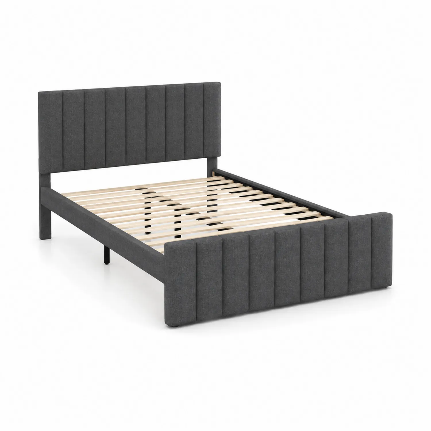 Letto in legno e tessuto grigio 200x160 cm